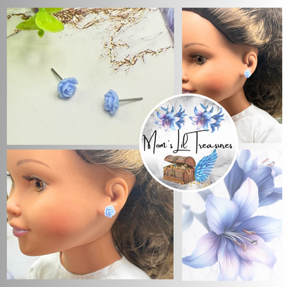 ✨ Handmade Doll Jewelry Designed to Fit popular 18 Inch Fashion Dolls: add a stylish touch to your favorite doll ✨

Light Blue Rose Flower Post Doll Earings