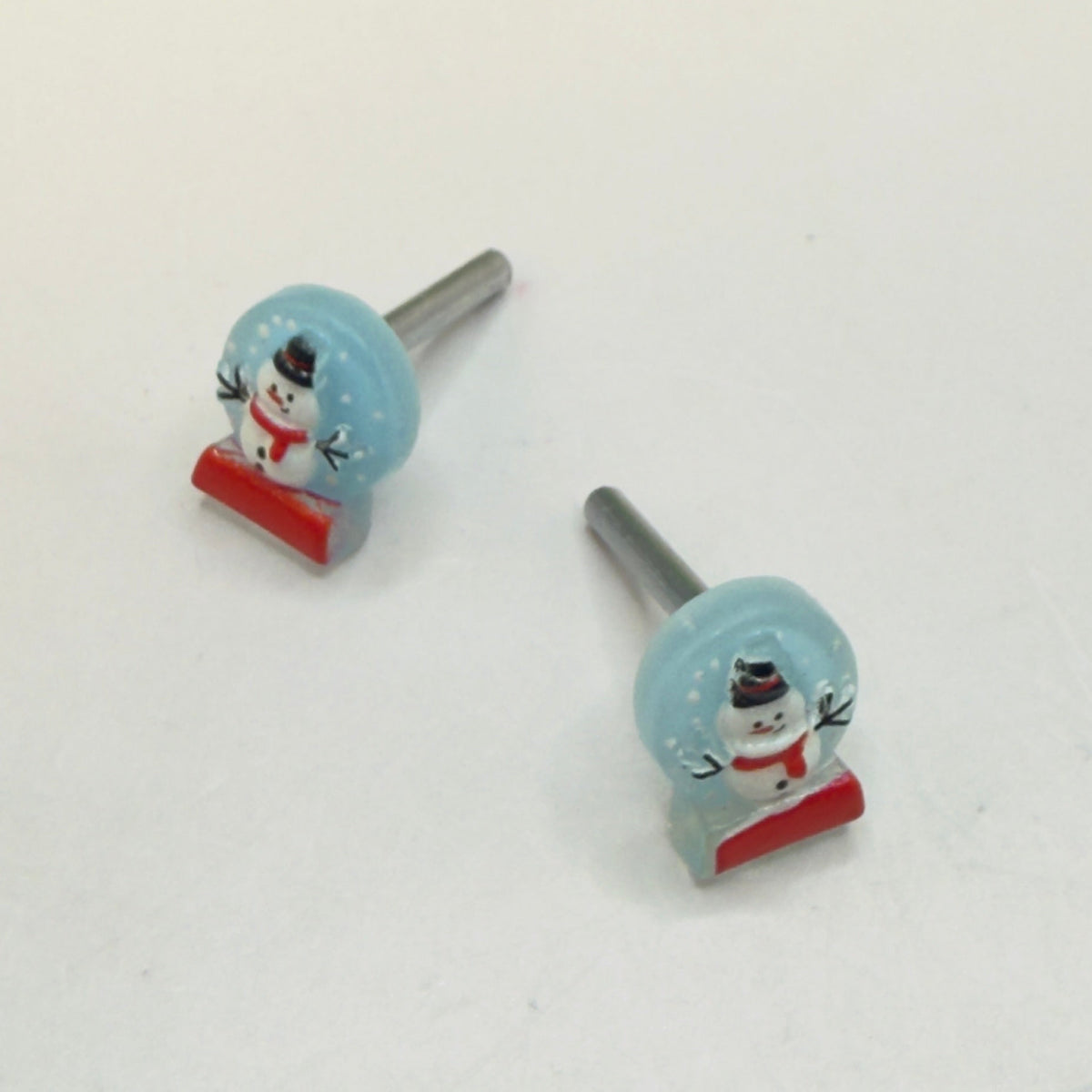 ✨Handmade Post Doll Earrings (Only fit 2mm drilled pierced ears) for 18-Inch Fashion Dolls-  American Girl • Our Generation • Journey Girls • My Life As • Adora • and more! ✨

Light Blue Snow Globe Snowman Christmas Post Doll Earrings