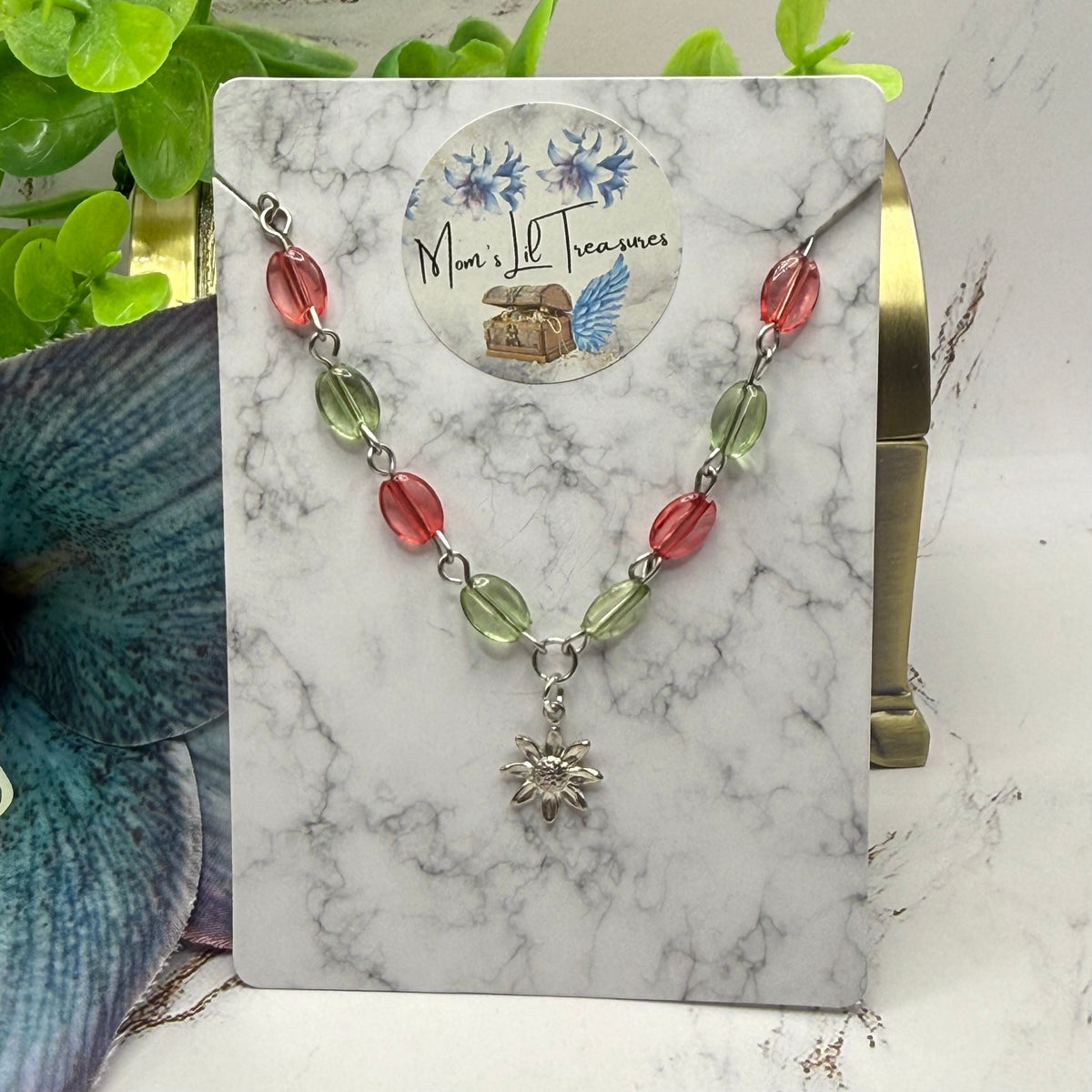 ✨ Handmade Doll Jewelry Designed to Fit popular 18 Inch Fashion Dolls: add a stylish touch to your favorite doll ✨

Light Green Pink Beaded Link Chain Silver Flower Charm Doll Necklace