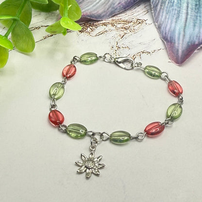 ✨ Handmade Doll Jewelry Designed to Fit popular 18 Inch Fashion Dolls: add a stylish touch to your favorite doll ✨

Light Green Pink Beaded Link Chain Silver Flower Charm Doll Necklace