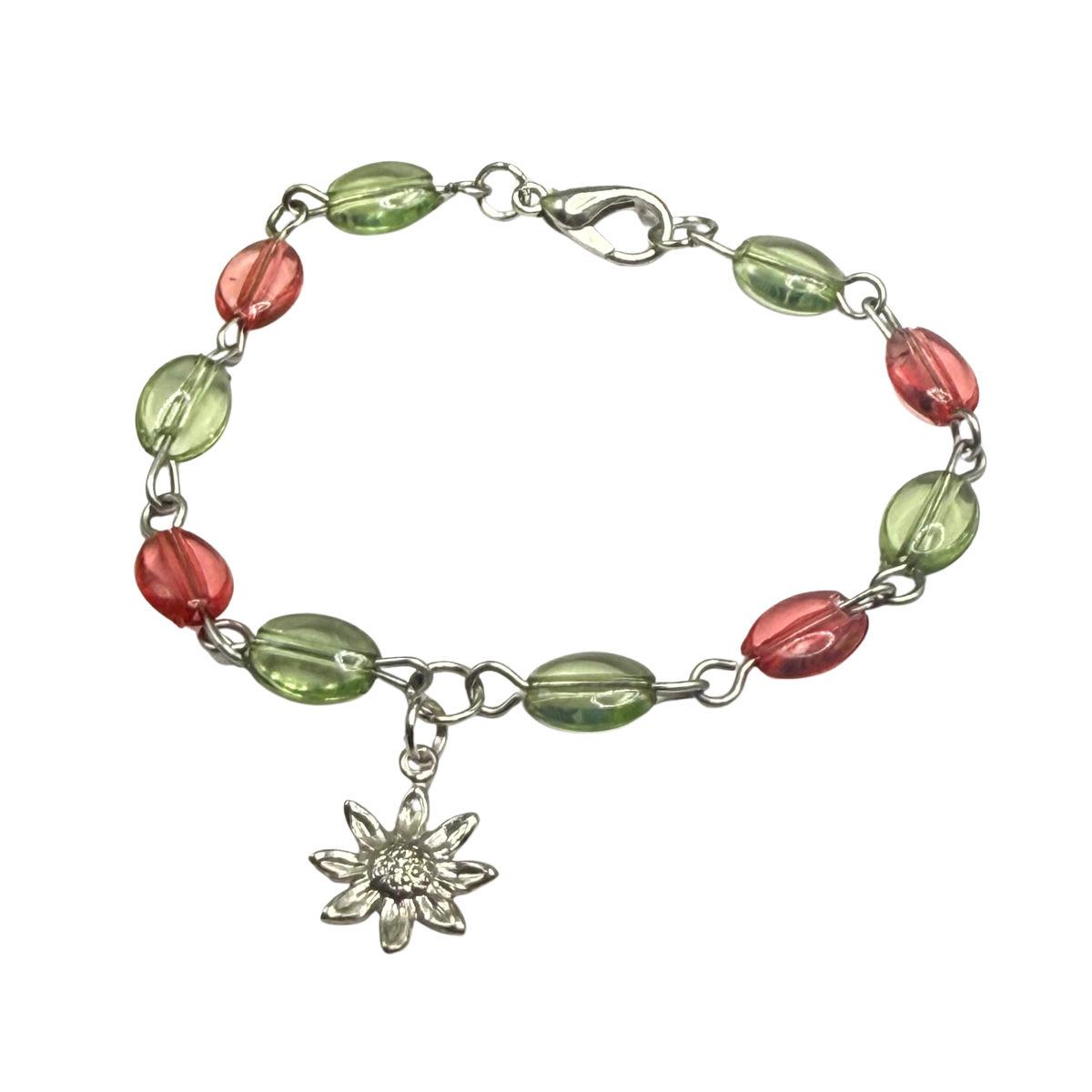 ✨ Handmade Doll Jewelry Designed to Fit popular 18 Inch Fashion Dolls: add a stylish touch to your favorite doll ✨

Light Green Pink Beaded Link Chain Silver Flower Charm Doll Necklace