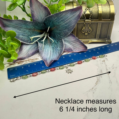 ✨ Handmade Doll Jewelry Designed to Fit popular 18 Inch Fashion Dolls: add a stylish touch to your favorite doll ✨

Light Green Pink Beaded Link Chain Silver Flower Charm Doll Necklace