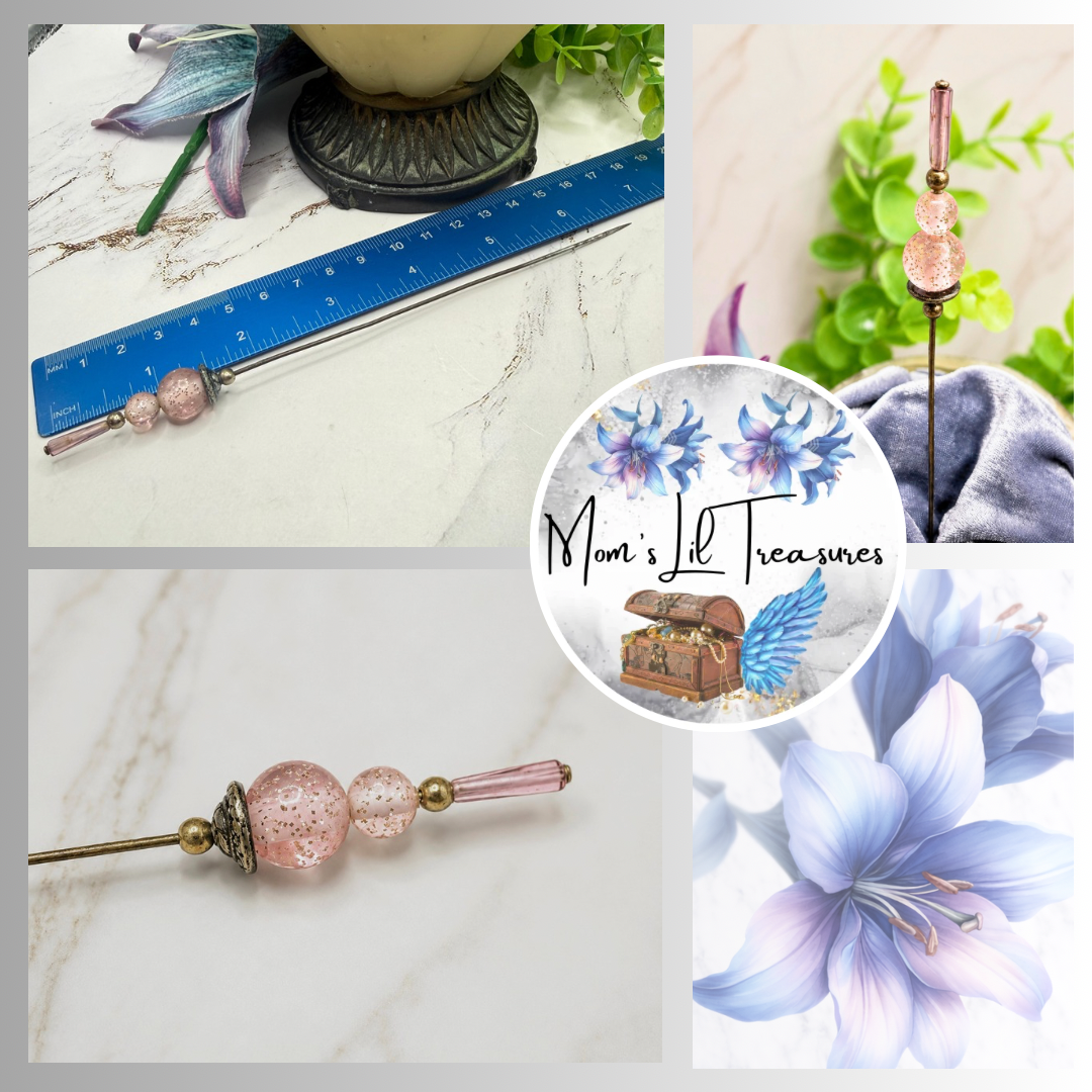 ✨ Handmade Vintage-Inspired Hatpin | Stick Pin | Hat Accessory | Sweater & Hijab Pin | Decorative Jewelry Gift for Her ✨

Light Pink Glass Specked Glitter Acrylic  - silver tone Hatpin -  6.5 Inch