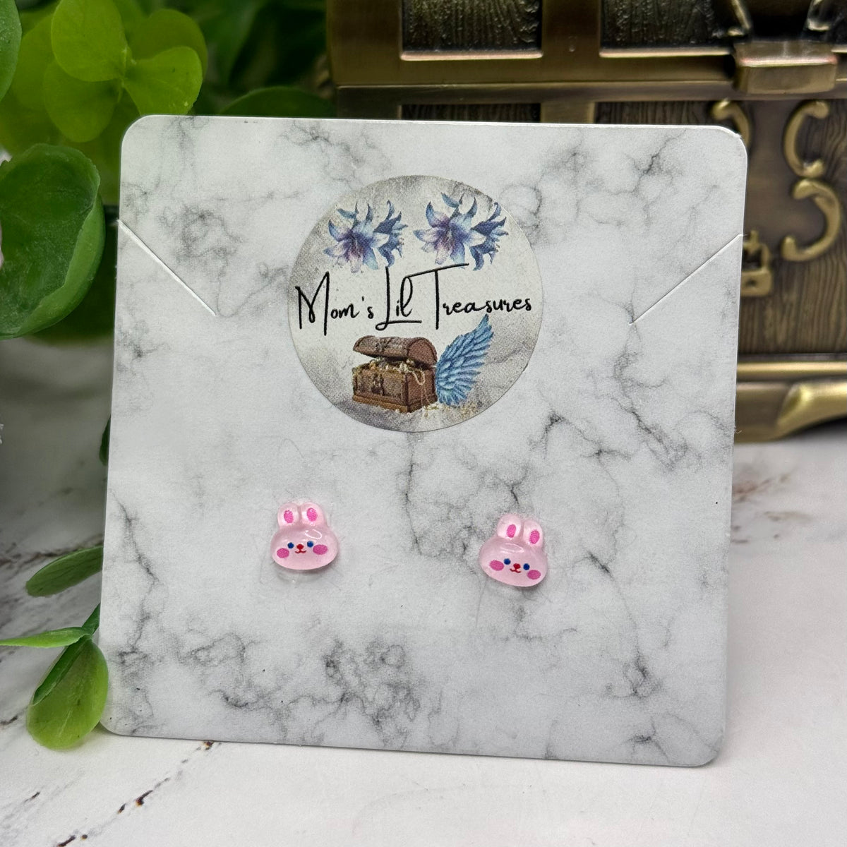 Light Pink Bunny Easter Post Doll Earrings • 18 Inch Fashion Doll Jewelry