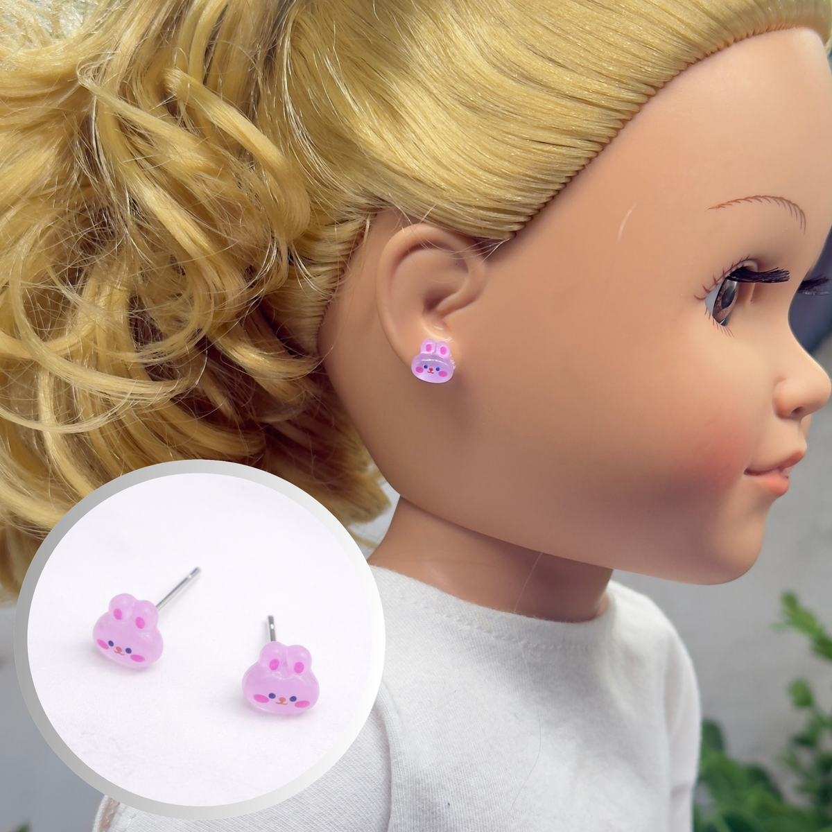 ✨Handmade Doll Jewelry Designed to Fit popular 18 Inch Fashion Dolls: add “Easter Spring Style 🌸” to your favorite doll!✨ Light Purple Bunny Easter Post Doll Earrings • Doll Size / Scale: Pics included with earrings shown on 18" My Life As doll