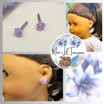 ✨Handmade Post Doll Earrings (Only fit 2mm drilled pierced ears) Designed to Fit popular 18 Inch Fashion Dolls: add a stylish touch to your favorite doll ✨

Light Purple Lilac Rose Flower 2mm Post Doll Earrings