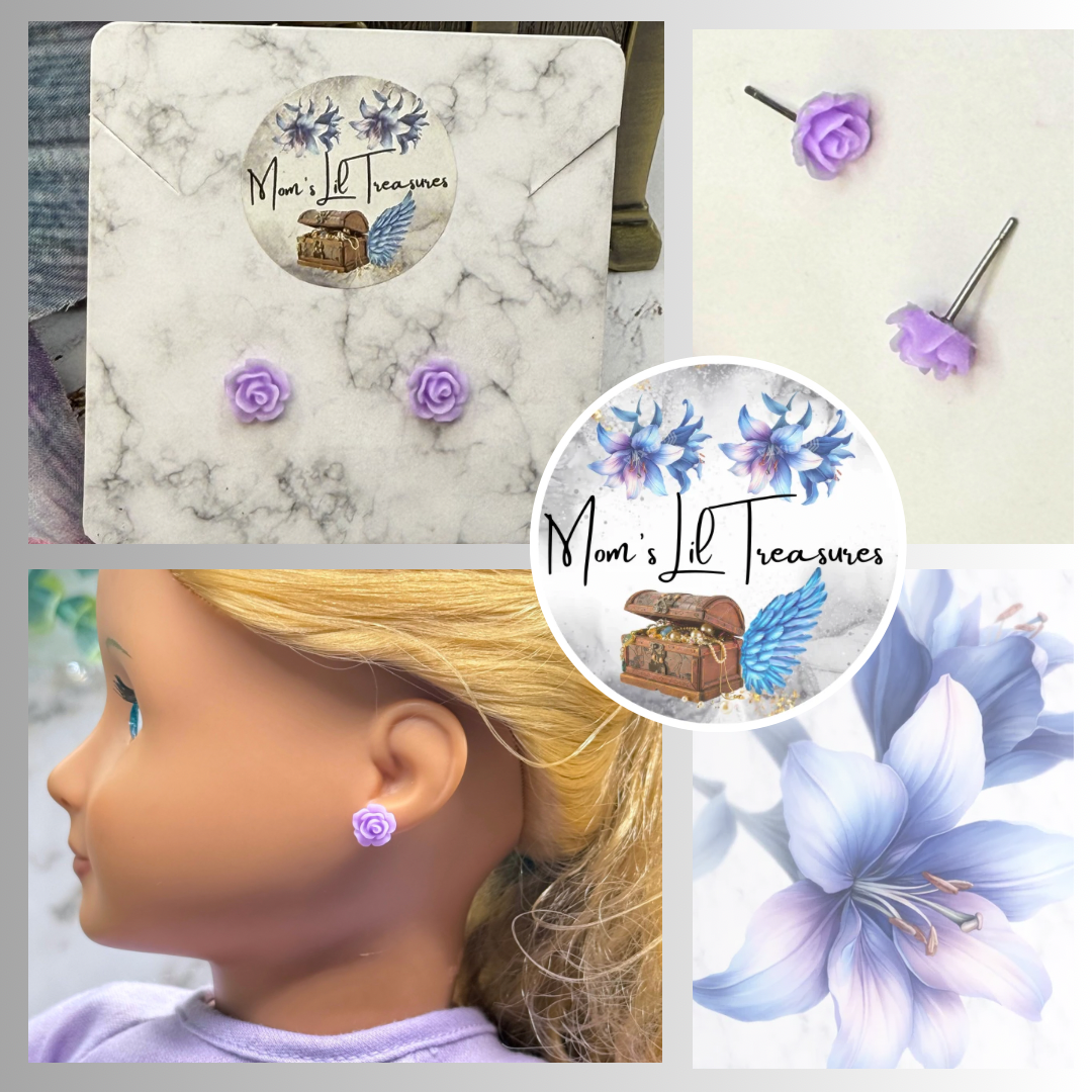 ✨ Handmade Doll Jewelry Designed to Fit popular 18 Inch Fashion Dolls: add a stylish touch to your favorite doll ✨

Light Purple Lilac Rose Flower Post Doll Earrings