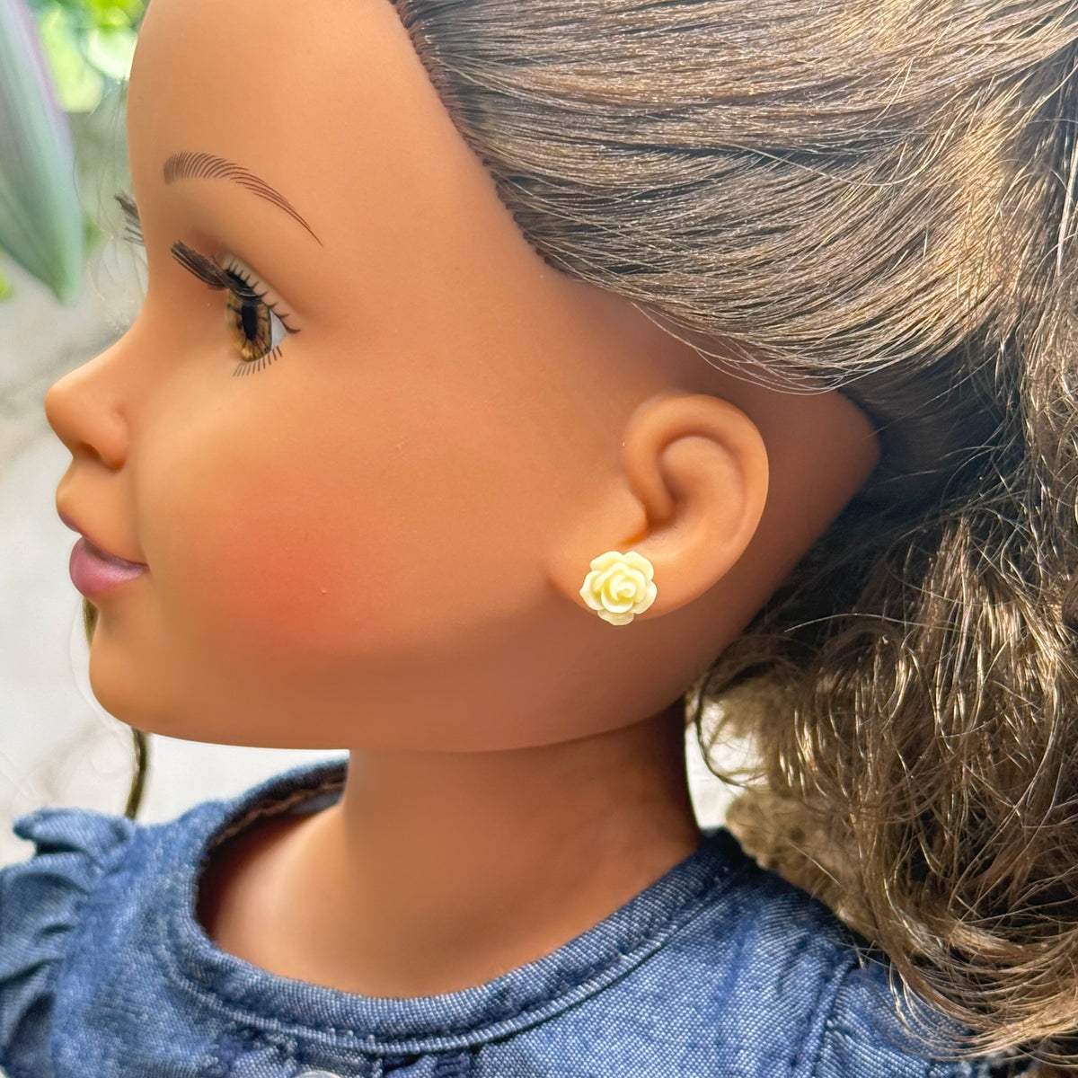 ✨ Handmade Doll Jewelry Designed to Fit popular 18 Inch Fashion Dolls: add a stylish touch to your favorite doll ✨

Light Yellow Rose Flower Post Doll Earrings
