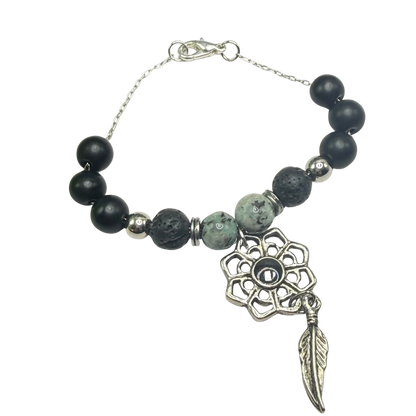 ✨Handmade Jewelry Designed to fit popular 17 to 20 cm (6 to 7 inch) Plushie Labubu Monster Dolls: add a stylish touch to your favorite plushie! ✨

Lotus Flower Pendant Feather Charm - Black Silver and Green Speckle Beaded Necklace