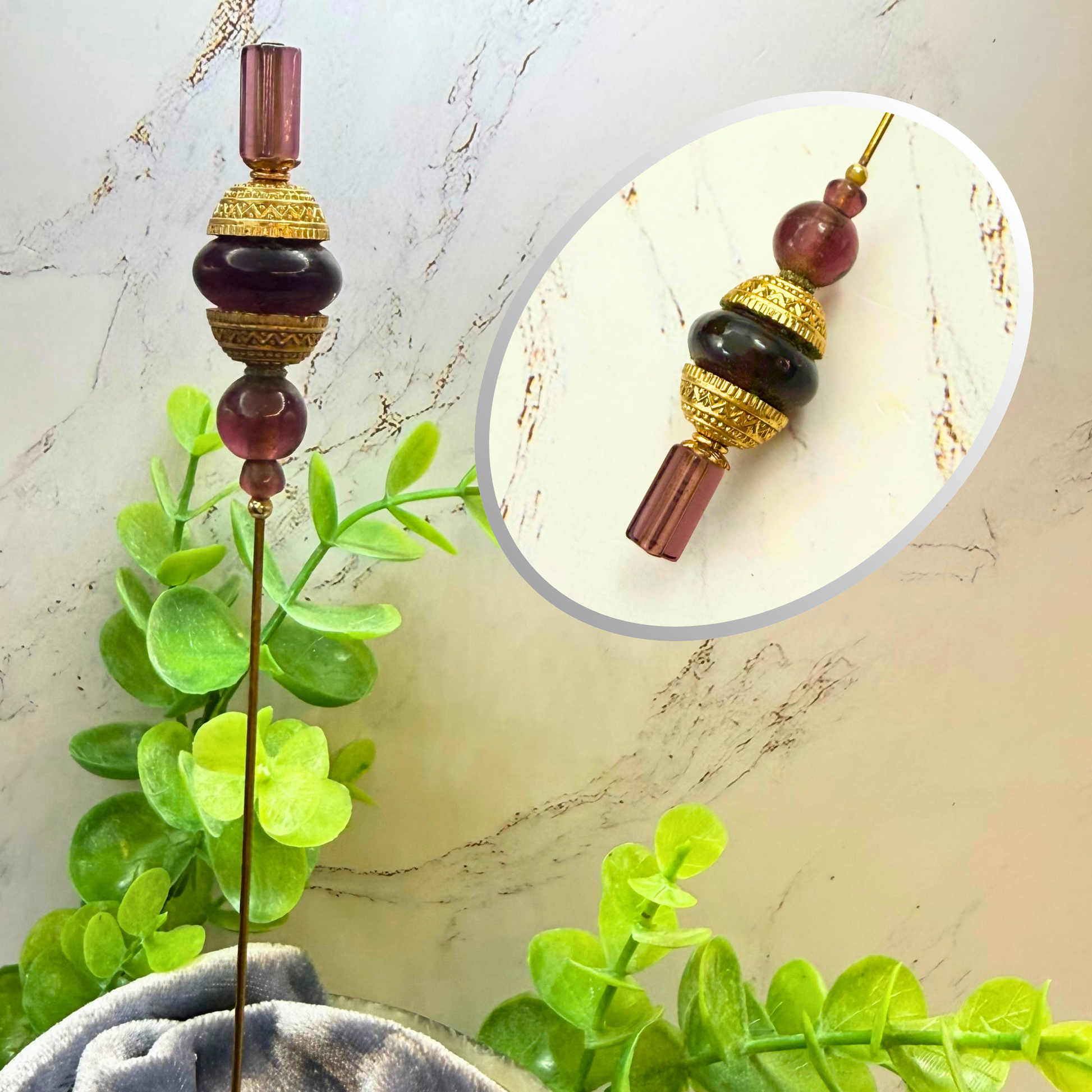 ✨ Handmade Vintage-Inspired Hatpin | Stick Pin | Hat Accessory | Sweater & Hijab Pin | Decorative Jewelry Gift for Her ✨

Multi-tiered Translucent Purple Glass and Gold Tone Dome Shape Accents Hatpin - 8 Inch
