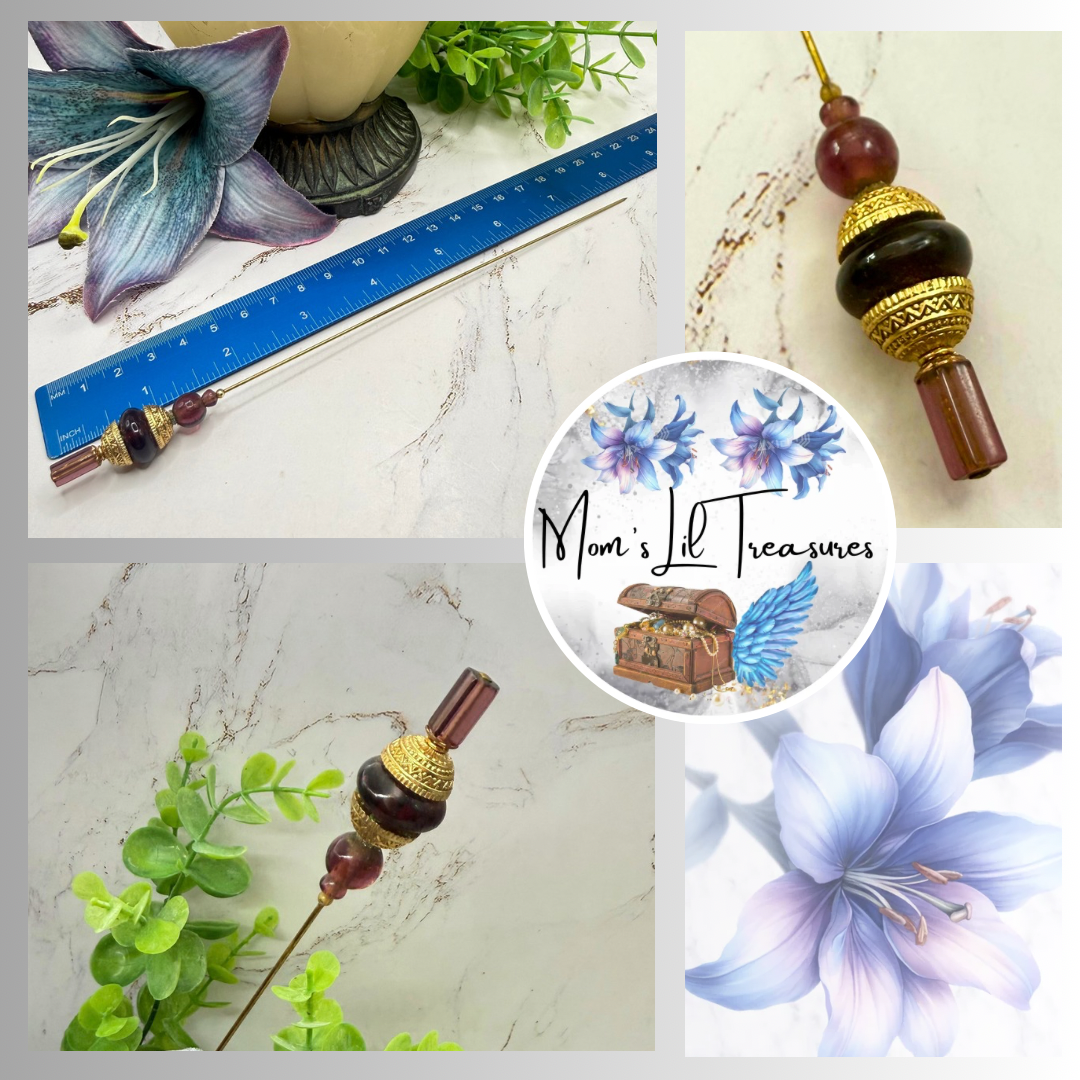 ✨ Handmade Vintage-Inspired Hatpin | Stick Pin | Hat Accessory | Sweater & Hijab Pin | Decorative Jewelry Gift for Her ✨

Multi-tiered Translucent Purple Glass and Gold Tone Dome Shape Accents Hatpin - 8 Inch