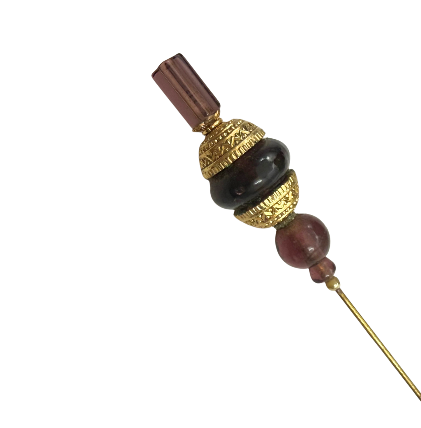 ✨ Handmade Vintage-Inspired Hatpin | Stick Pin | Hat Accessory | Sweater & Hijab Pin | Decorative Jewelry Gift for Her ✨

Multi-tiered Translucent Purple Glass and Gold Tone Dome Shape Accents Hatpin - 8 Inch