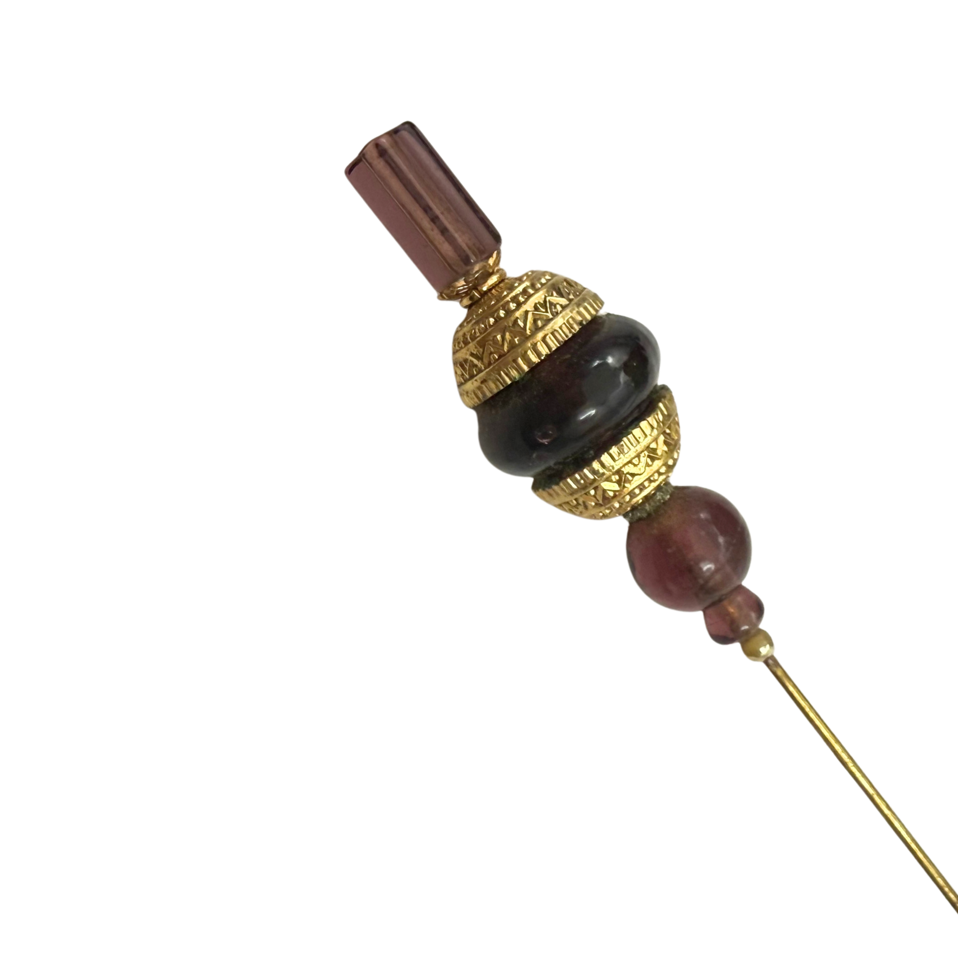✨ Handmade Vintage-Inspired Hatpin | Stick Pin | Hat Accessory | Sweater & Hijab Pin | Decorative Jewelry Gift for Her ✨

Multi-tiered Translucent Purple Glass and Gold Tone Dome Shape Accents Hatpin - 8 Inch