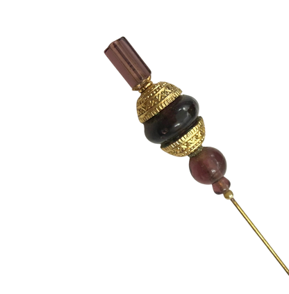 ✨ Handmade Vintage-Inspired Hatpin | Stick Pin | Hat Accessory | Sweater & Hijab Pin | Decorative Jewelry Gift for Her ✨

Multi-tiered Translucent Purple Glass and Gold Tone Dome Shape Accents Hatpin - 8 Inch