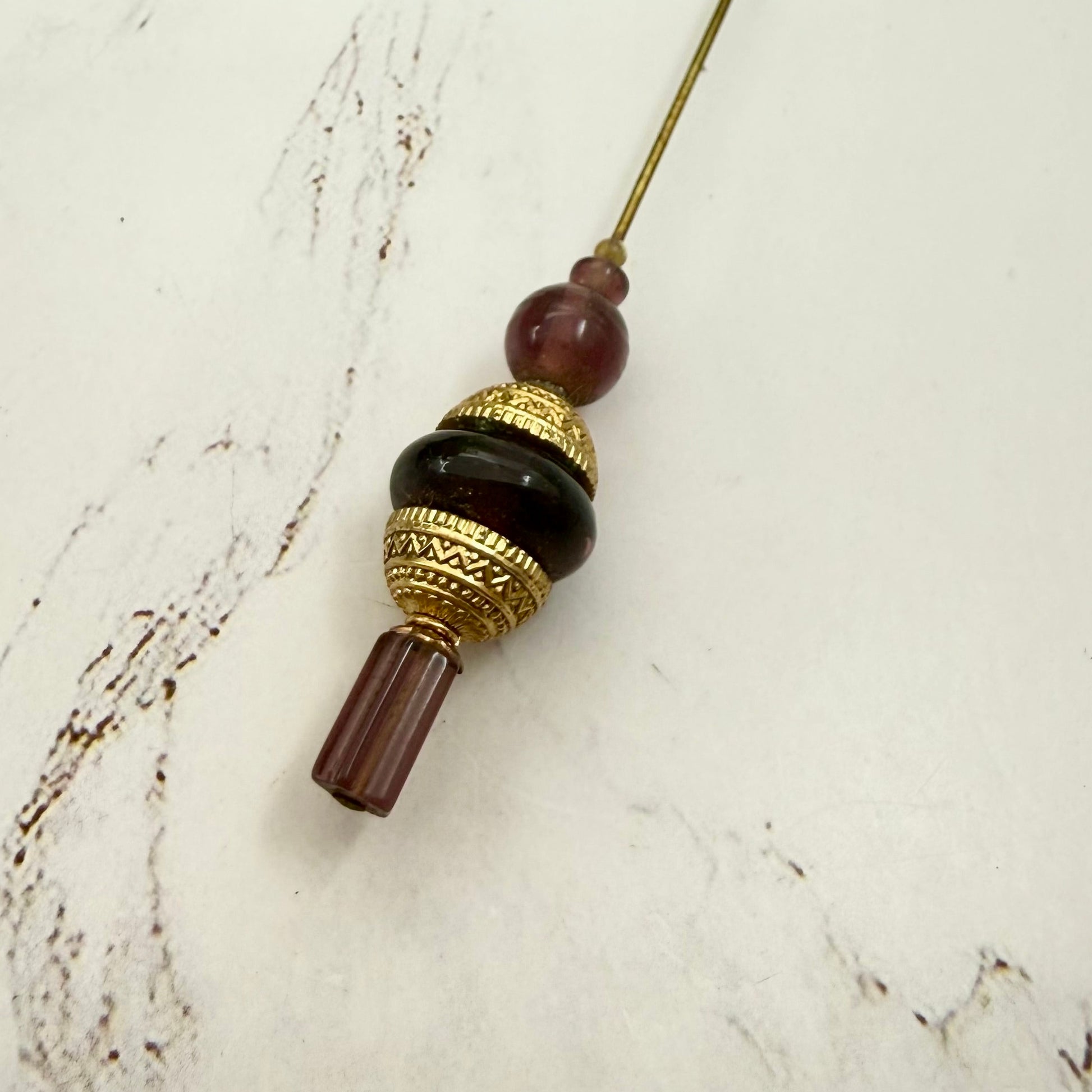 ✨ Handmade Vintage-Inspired Hatpin | Stick Pin | Hat Accessory | Sweater & Hijab Pin | Decorative Jewelry Gift for Her ✨

Multi-tiered Translucent Purple Glass and Gold Tone Dome Shape Accents Hatpin - 8 Inch
