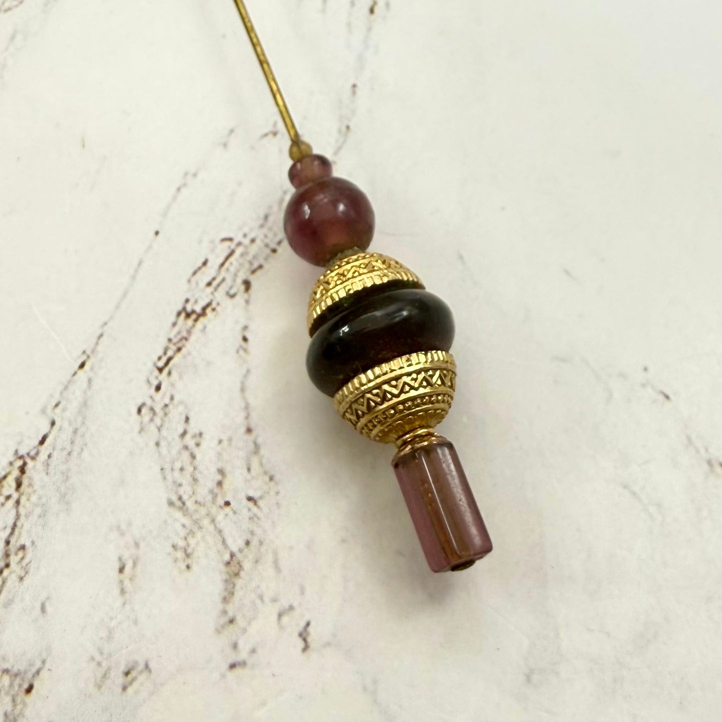 ✨ Handmade Vintage-Inspired Hatpin | Stick Pin | Hat Accessory | Sweater & Hijab Pin | Decorative Jewelry Gift for Her ✨

Multi-tiered Translucent Purple Glass and Gold Tone Dome Shape Accents Hatpin - 8 Inch