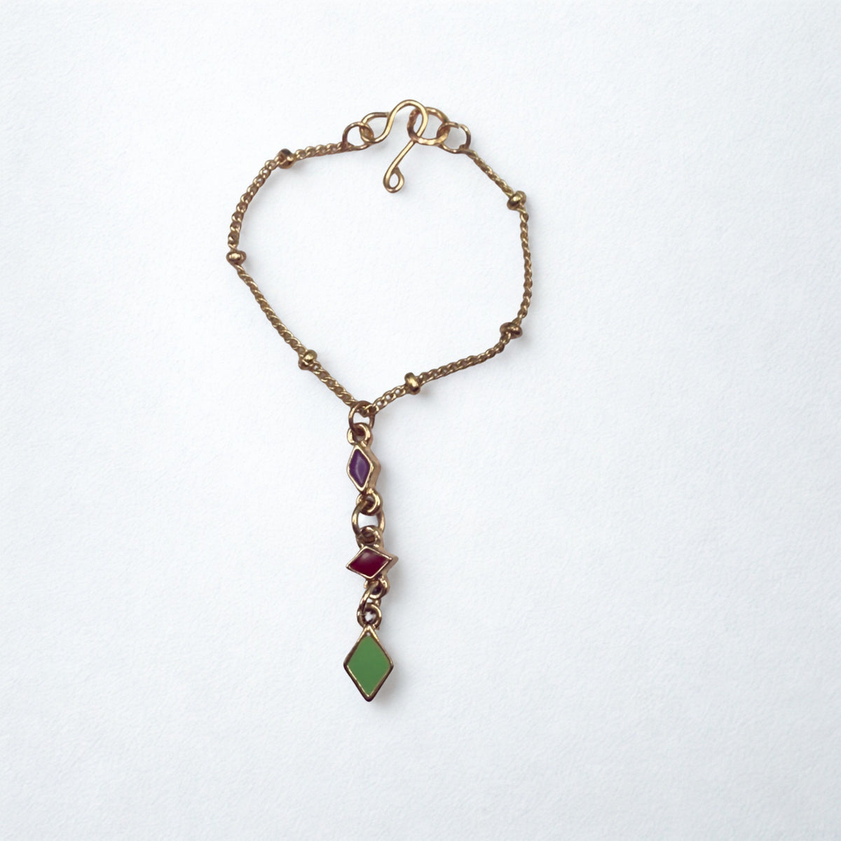 Multi Color Diamond Charm Y-Drop Gold Doll Necklace • 16 Inch Doll Jewelry