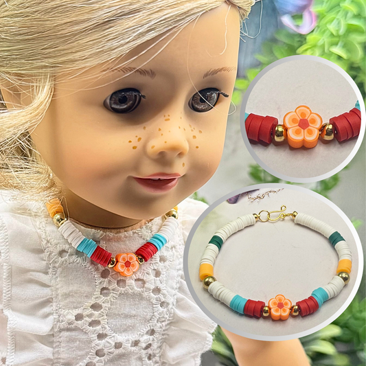 ✨Handmade Doll Jewelry Designed to Fit popular 18 Inch Fashion Dolls: add a little “Summer Fun ☀️ Beachy Style 🏝️” to your favorite doll!✨

Multi Color Hawaiian Style Flower Beaded Doll Necklace