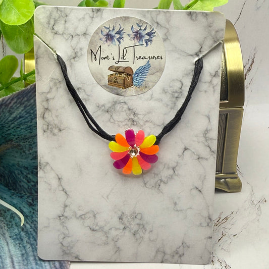 ✨Handmade Doll Jewelry Designed to Fit popular 18 Inch Fashion Dolls: add a little “Summer Fun ☀️” to your favorite doll!✨

Multi Color Neon Color Daisy Flower Charm Black Cord Doll Necklace