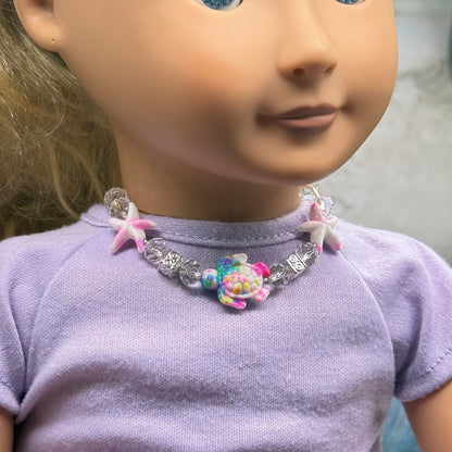 ✨ Handmade Doll Jewelry Designed to Fit popular 18 Inch Fashion Dolls: add a stylish touch to your favorite doll ✨

Multi Color Starfish Sea Turtle Beaded Doll Necklace