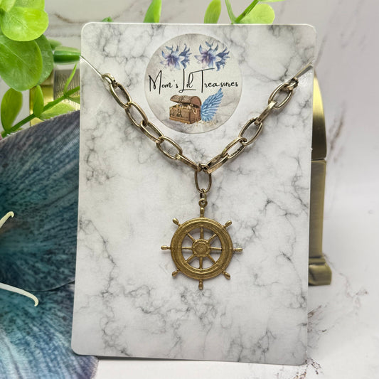 ✨Handmade Jewelry Designed to fit popular 17 to 20 cm (6 to 7 inch) Plushie Labubu Monster Dolls: add a stylish touch to your favorite plushie! ✨

Nautical Ship Wheel Pendant Bronze Necklace