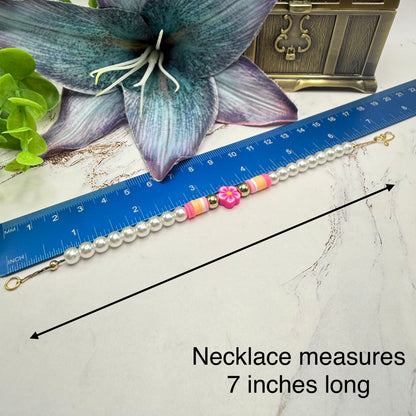✨Handmade Doll Jewelry Designed to Fit popular 18 Inch Fashion Dolls: add a little “Summer Fun ☀️ Beachy Style 🏝️” to your favorite doll!✨

Pink Flower Pearl Beaded Beach Hawaiian Style Doll Necklace