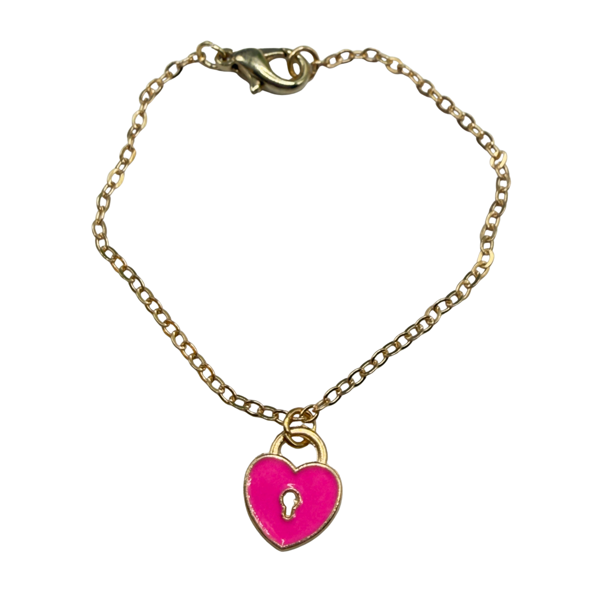 Pink Heart Lock Charm Doll Necklace • 18 Inch Fashion Doll Jewelry
