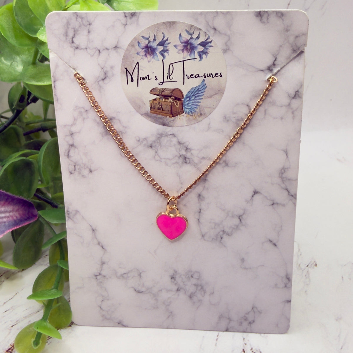 Pink Heart Pendant Gold Chain Doll Necklace • 18 Inch Fashion Doll Jewelry