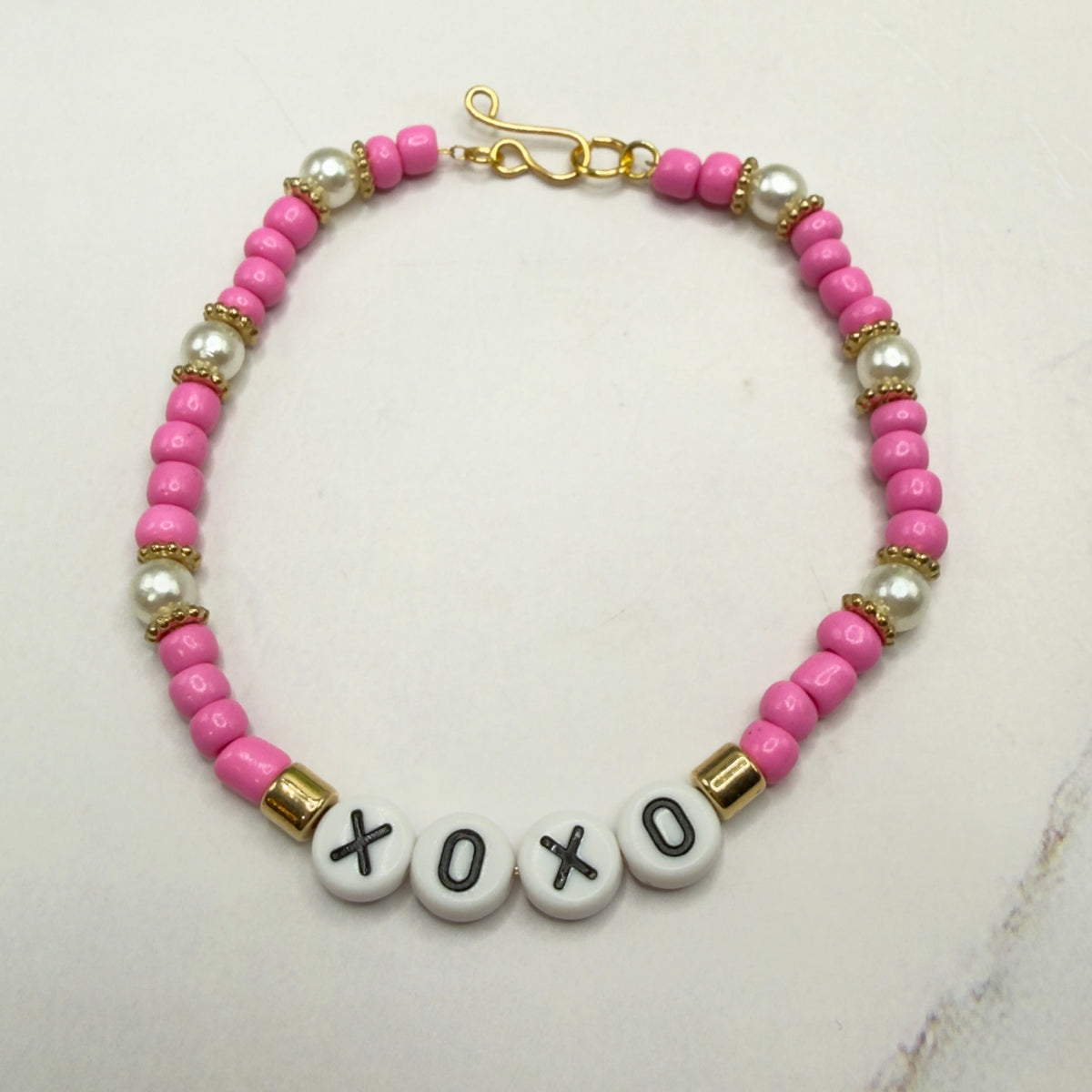 Pink & Pearl Beaded XOXO Doll Necklace Valentine’s Day • 18 Inch Fashion Doll Jewelry
