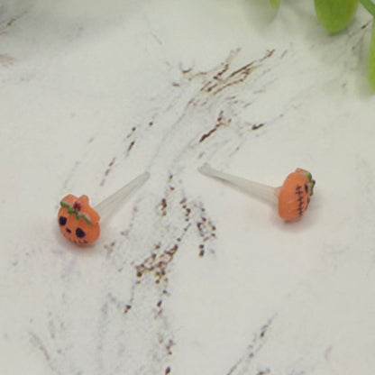 Handmade Doll Jewelry Designed to Fit popular 18 Inch Fashion Dolls: add some “Spooky Halloween 🎃” style to your favorite doll! Pumpkin Halloween Silicone Plastic Post Doll Earrings