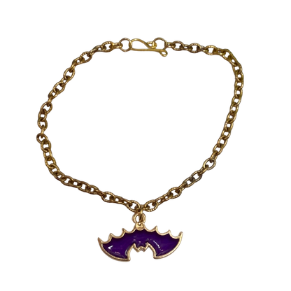 Handmade Doll Jewelry Designed to Fit popular 18 Inch Fashion Dolls: add some “Spooky Halloween 🎃” style to your favorite doll! Purple Enamel Metal Bat Charm Halloween Doll Necklace