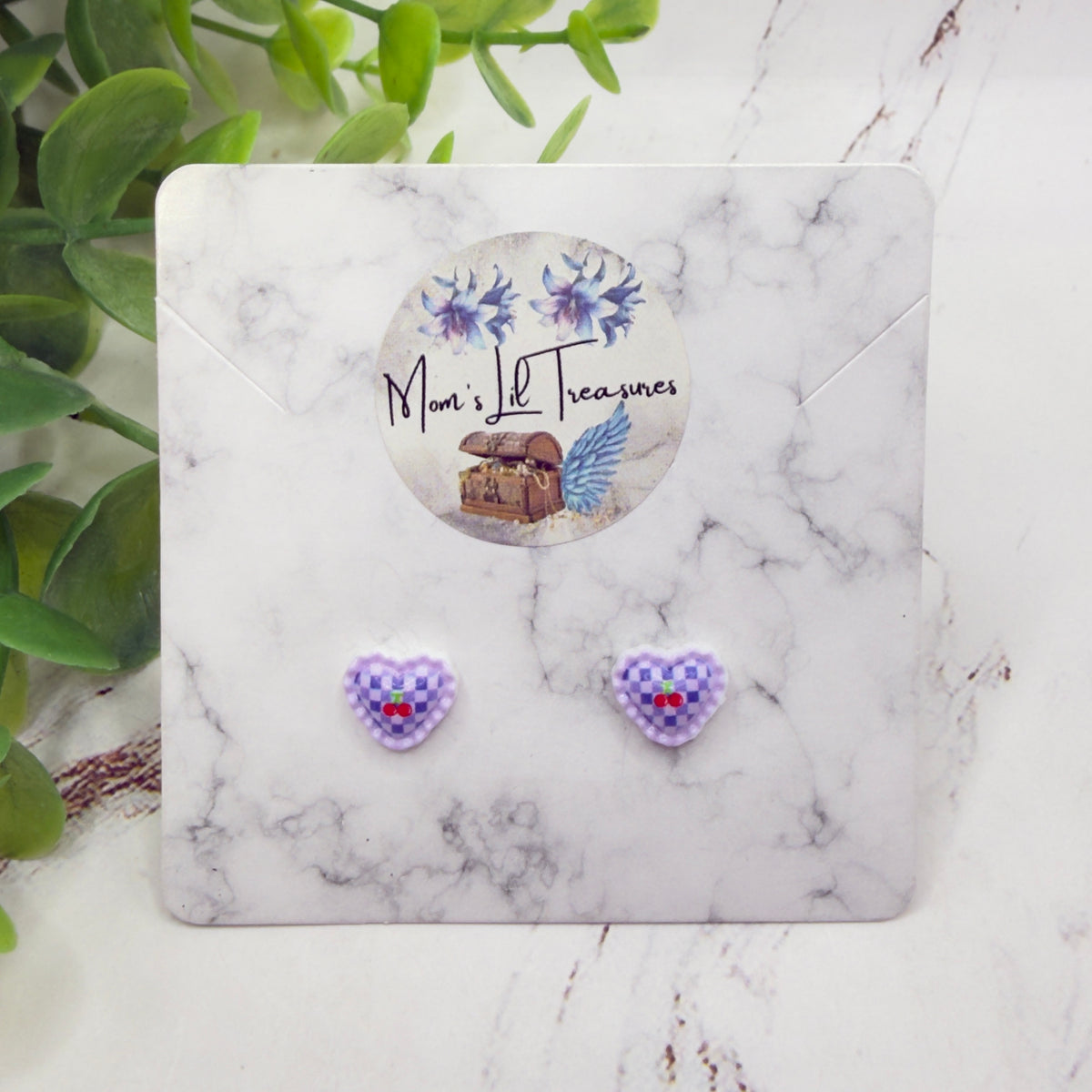 Purple Lattice Design Heart Post Doll Earrings • 18 Inch Fashion Doll Jewelry