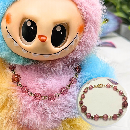 Purple Translucent Acrylic Faceted Crystal Beaded Necklace