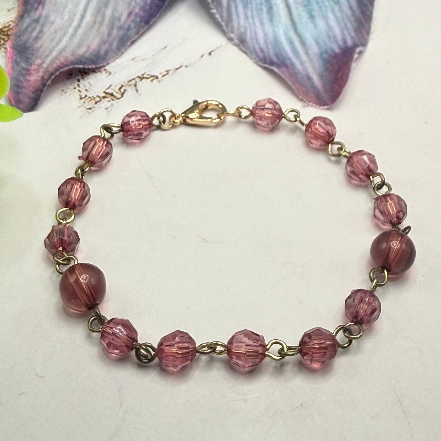 Purple Translucent Acrylic Faceted Crystal Beaded Necklace