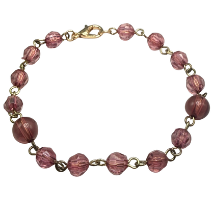 Purple Translucent Acrylic Faceted Crystal Beaded Necklace