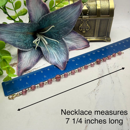 Purple Translucent Acrylic Faceted Crystal Beaded Necklace