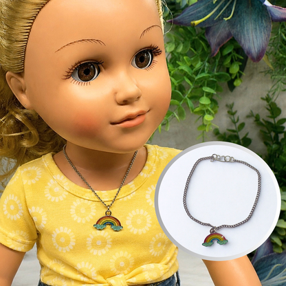 Rainbow Charm Doll Necklace • Necklace chain measures 6.75 inches long • Necklace shown on 18" My Life As doll