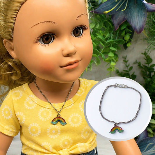 Rainbow Charm Doll Necklace • Necklace chain measures 6.75 inches long • Necklace shown on 18" My Life As doll
