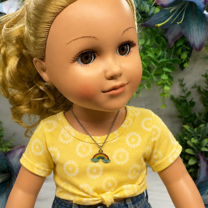 Rainbow Charm Doll Necklace • Necklace chain measures 6.75 inches long • Necklace shown on 18" My Life As doll