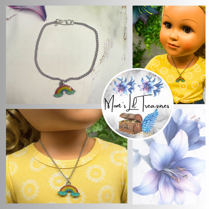 Rainbow Charm Doll Necklace • Necklace chain measures 6.75 inches long • Necklace shown on 18" My Life As doll