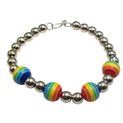 ✨Handmade Jewelry Designed to fit popular 17 to 20 cm (6 to 7 inch) Plushie Labubu Monster Dolls: add a stylish touch to your favorite plushie! ✨

Rainbow Striped Ball and Silver Beaded Necklace