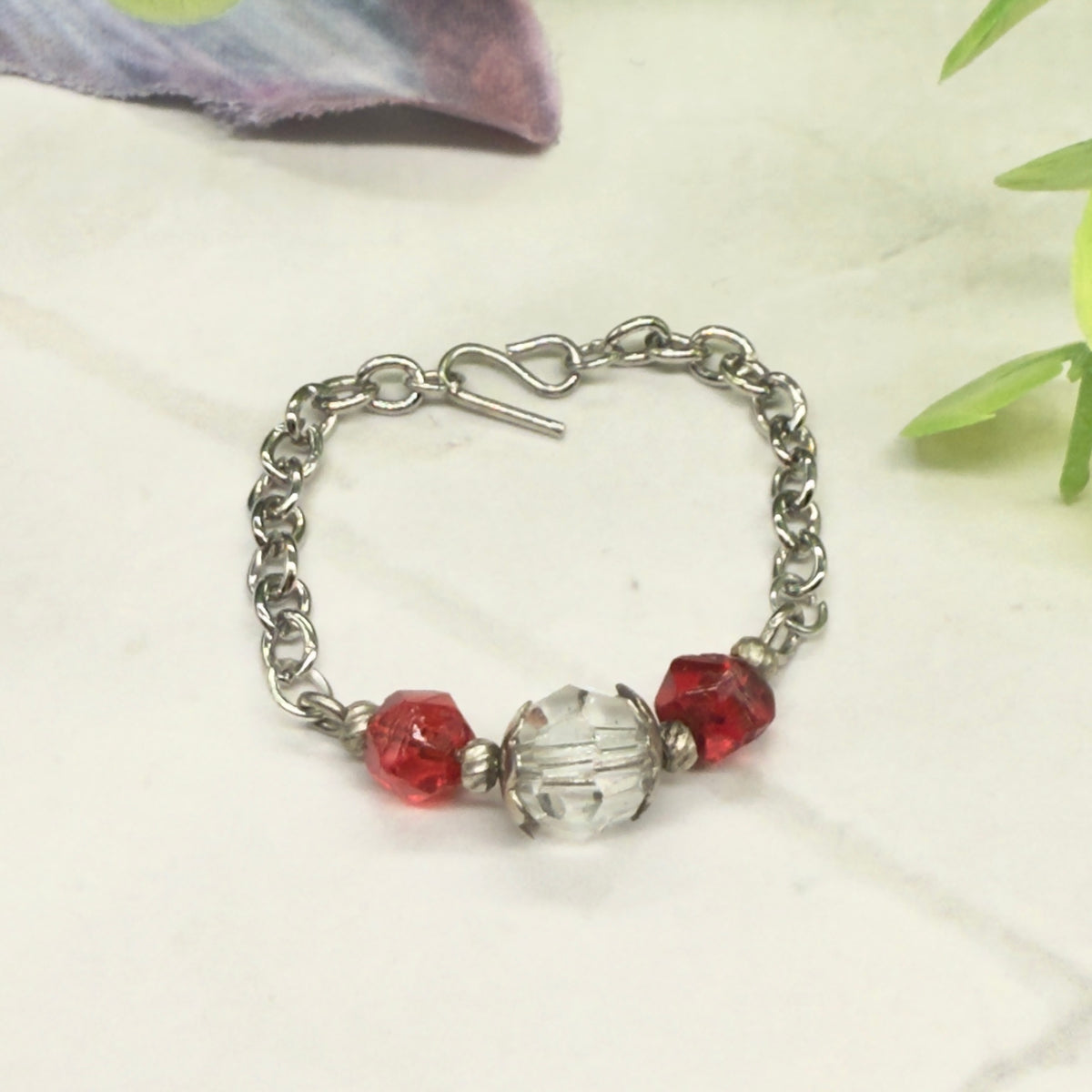 Red & Clear Glass Crystal Doll Necklace • 16 Inch Doll Jewelry