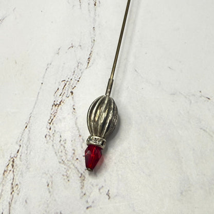 ✨ Handmade Vintage-Inspired Hatpin | Stick Pin | Hat Accessory | Sweater & Hijab Pin | Decorative Jewelry Gift for Her ✨

Red Glass Teardrop Antique Silver -Tone Corrugated Ribbed Swirl Design Clear Rhinestone Accent Hatpin - 6 Inch