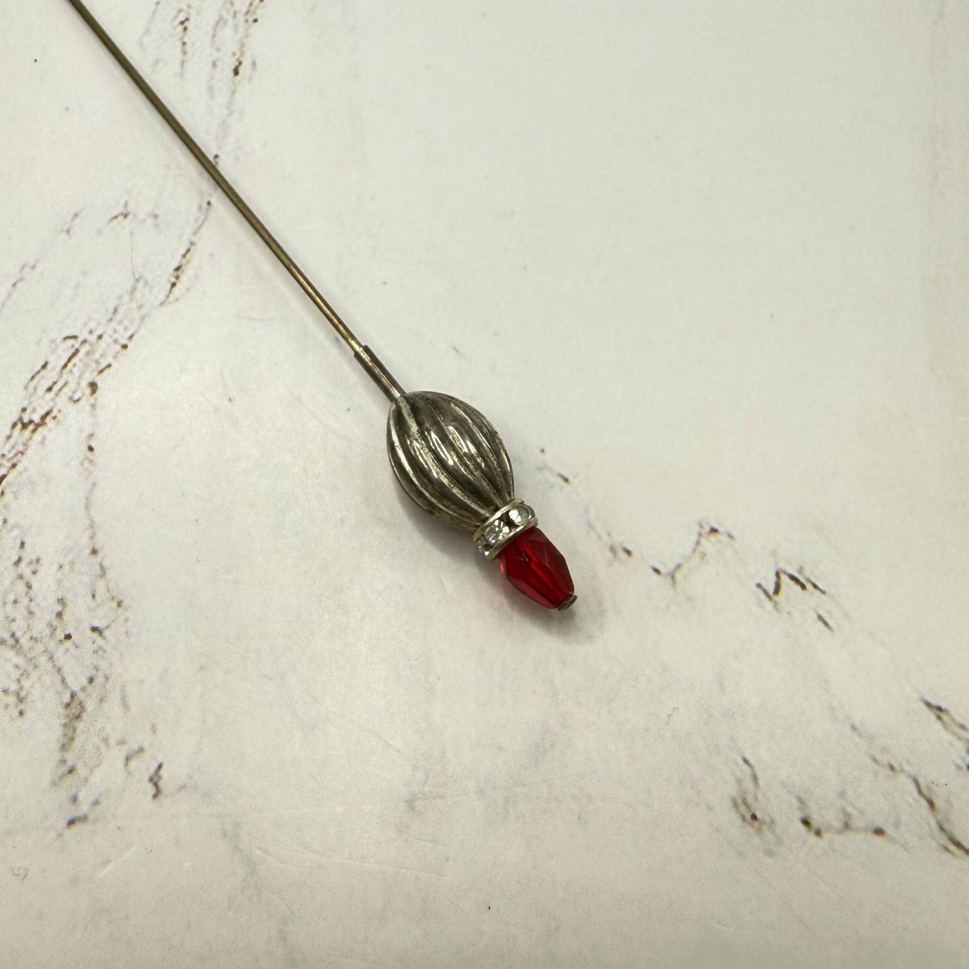 ✨ Handmade Vintage-Inspired Hatpin | Stick Pin | Hat Accessory | Sweater & Hijab Pin | Decorative Jewelry Gift for Her ✨

Red Glass Teardrop Antique Silver -Tone Corrugated Ribbed Swirl Design Clear Rhinestone Accent Hatpin - 6 Inch