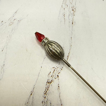 ✨ Handmade Vintage-Inspired Hatpin | Stick Pin | Hat Accessory | Sweater & Hijab Pin | Decorative Jewelry Gift for Her ✨

Red Glass Teardrop Antique Silver -Tone Corrugated Ribbed Swirl Design Clear Rhinestone Accent Hatpin - 6 Inch