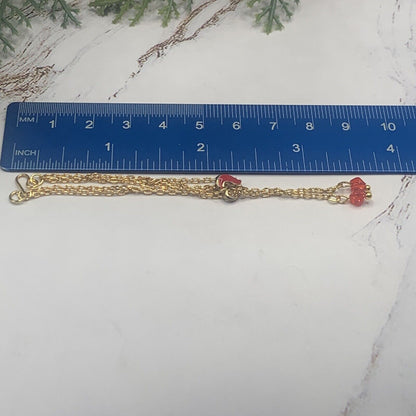 ✨Handmade Doll Jewelry Designed to Fit popular 16 Inch Fashion Dolls: add a stylish touch to your favorite doll!✨

Red Heart Slide Bolo Style Gold tone Chain with Red Crystal end accents Doll Necklace. Necklace measures approximately 4 - 5 inches long with slider style.