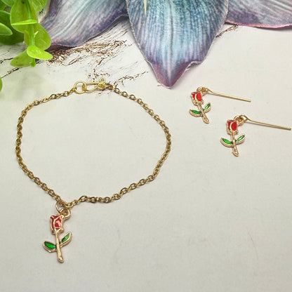 ✨ Handmade Doll Jewelry Designed to Fit popular 18 Inch Fashion Dolls: add a stylish touch to your favorite doll ✨

Red Rose Charm Gold Doll Necklace & Earrings Set