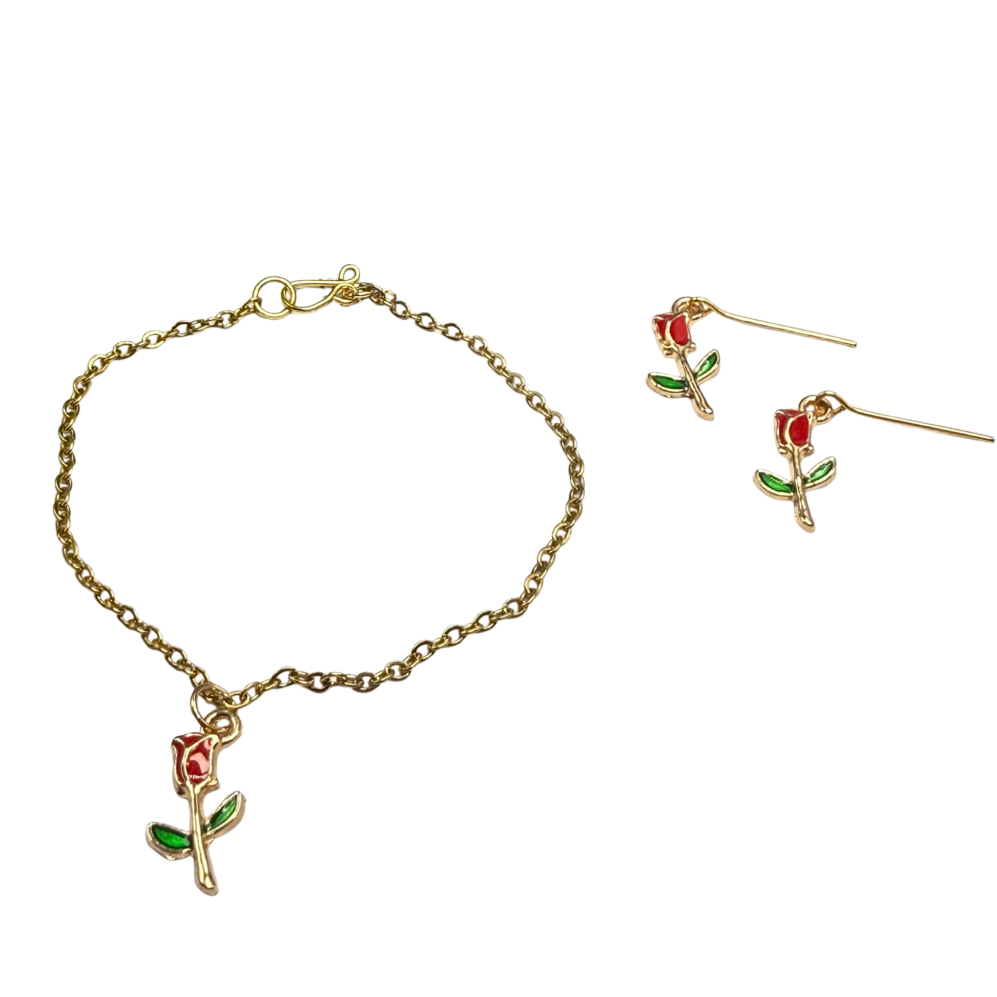 ✨ Handmade Doll Jewelry Designed to Fit popular 18 Inch Fashion Dolls: add a stylish touch to your favorite doll ✨

Red Rose Charm Gold Doll Necklace & Earrings Set