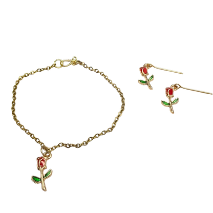✨ Handmade Doll Jewelry Designed to Fit popular 18 Inch Fashion Dolls: add a stylish touch to your favorite doll ✨

Red Rose Charm Gold Doll Necklace & Earrings Set