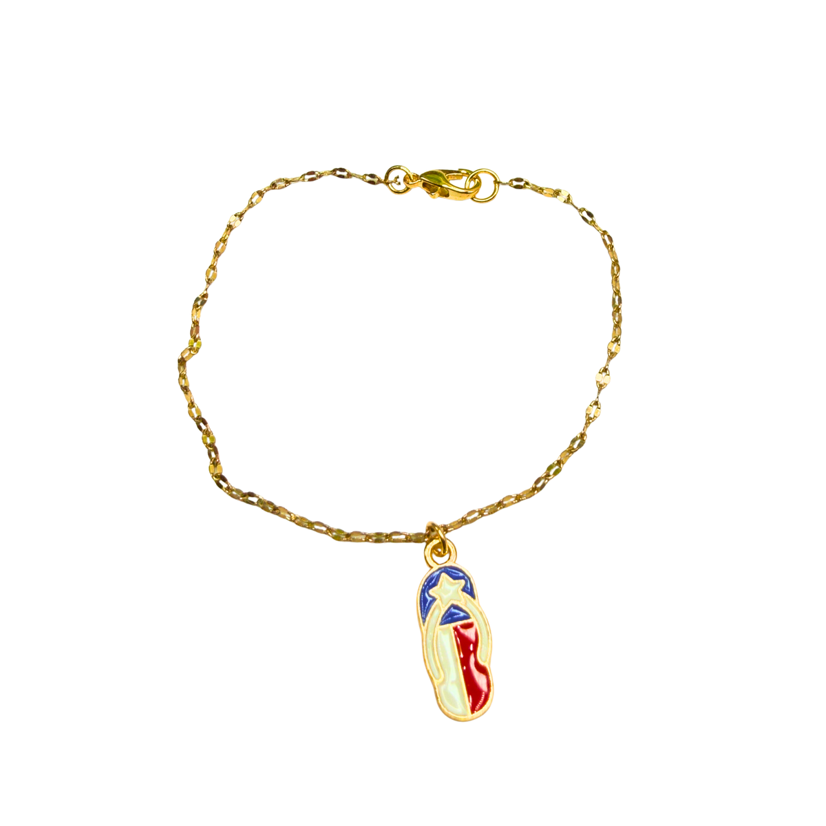 Red White Blue Flag Patriotic Flip Flop Sandal Charm Doll Necklace for 18 Inch Fashion Doll